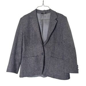 Raphaelo Vintage Wool Blend Tweed Blazer‎ Jacket Gray Brown Greige